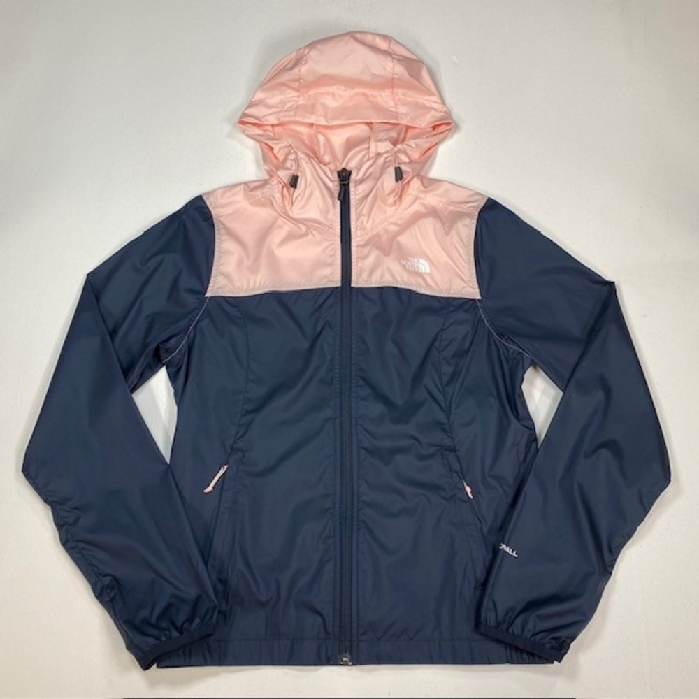 The North Face Womens WindWall‎ Jacket Navy Pink Colorblock Hooded Windbreaker S